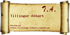 Tillinger Albert névjegykártya